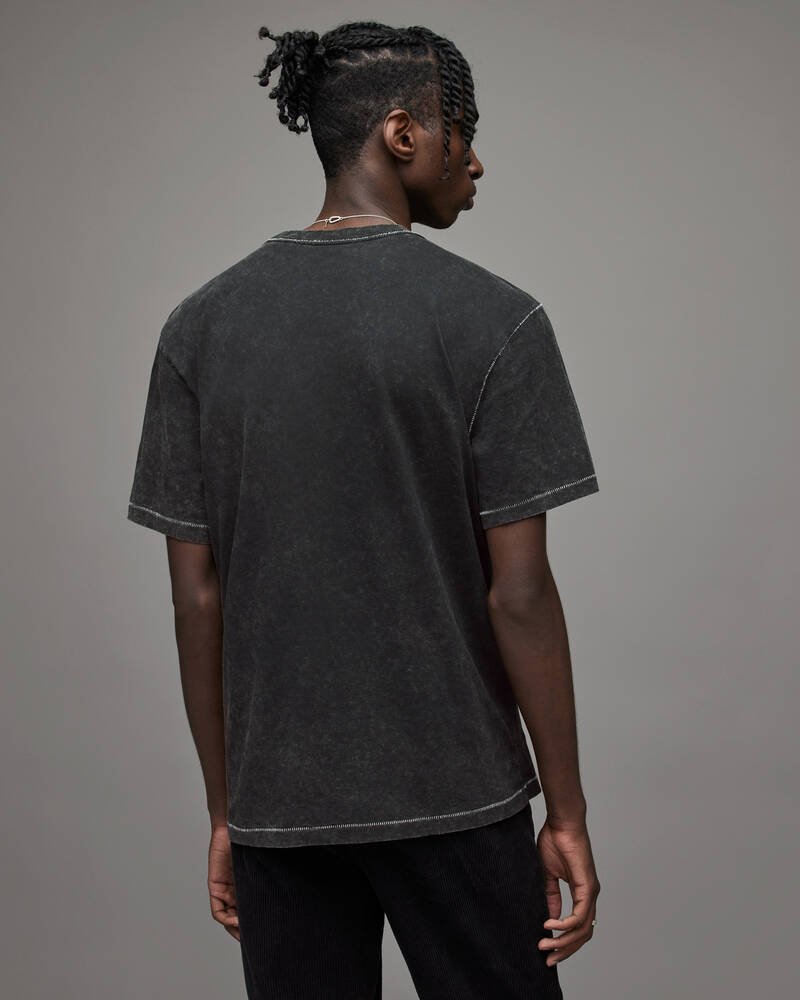 Washed Black Allsaints Holloway Crew T Shirt | MG210X-162