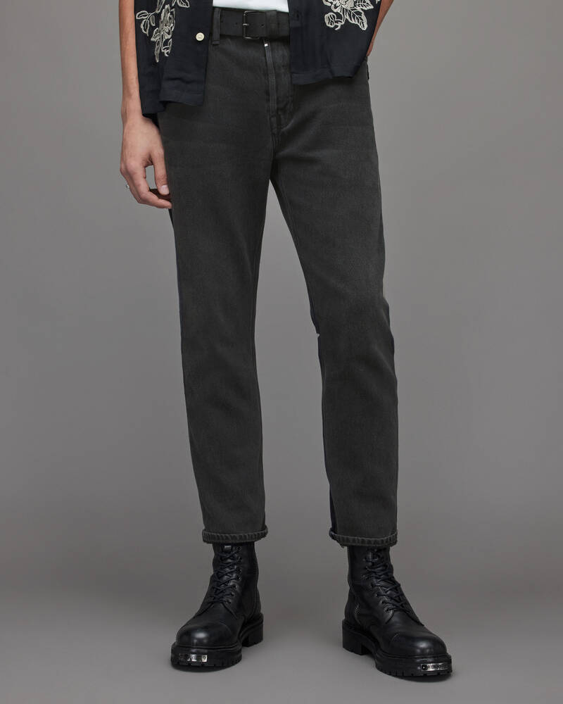 Washed Black Allsaints Jack Cropped Tapered Jeans | ME048X-162