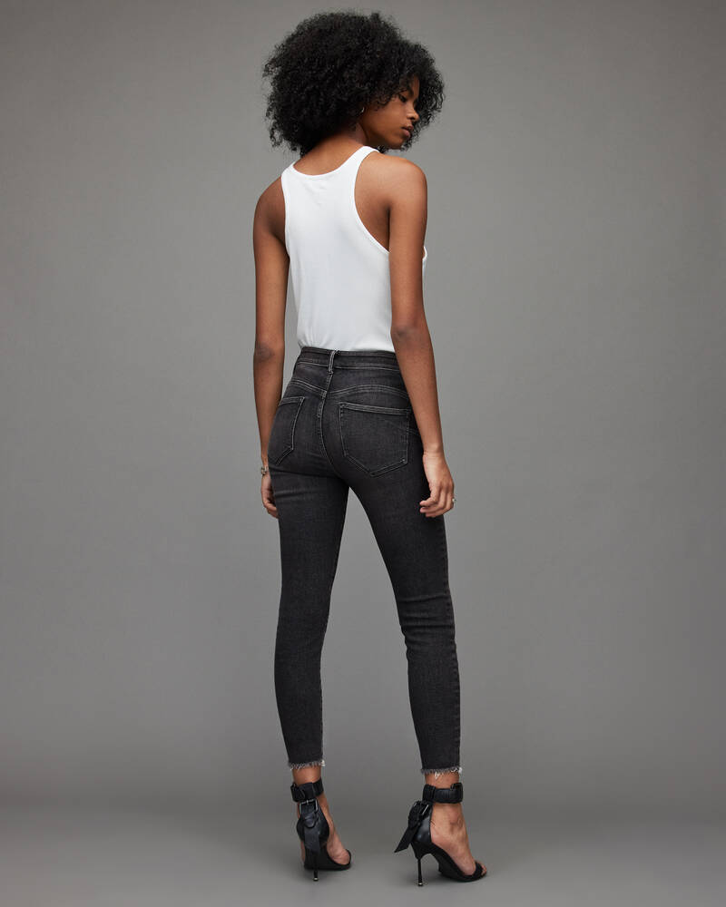 Washed Black Allsaints Miller Mid Rise Stretch Push Up Skinny Jeans | WE003V-162