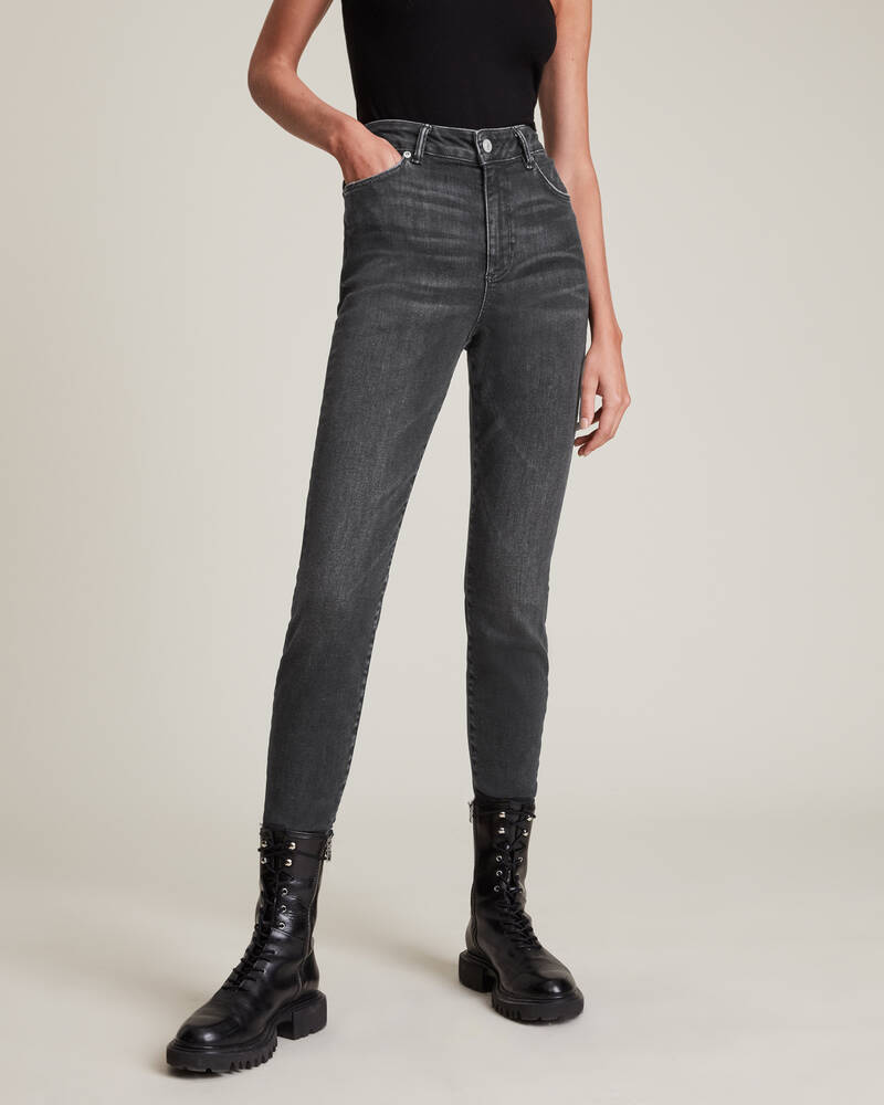 Washed Black Allsaints Phoenix Ultra High Rise Skinny Size Me Jeans | WE016V-162