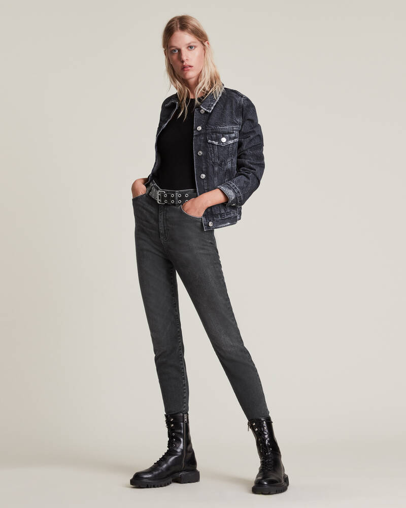 Washed Black Allsaints Phoenix Ultra High Rise Skinny Size Me Jeans | WE016V-162