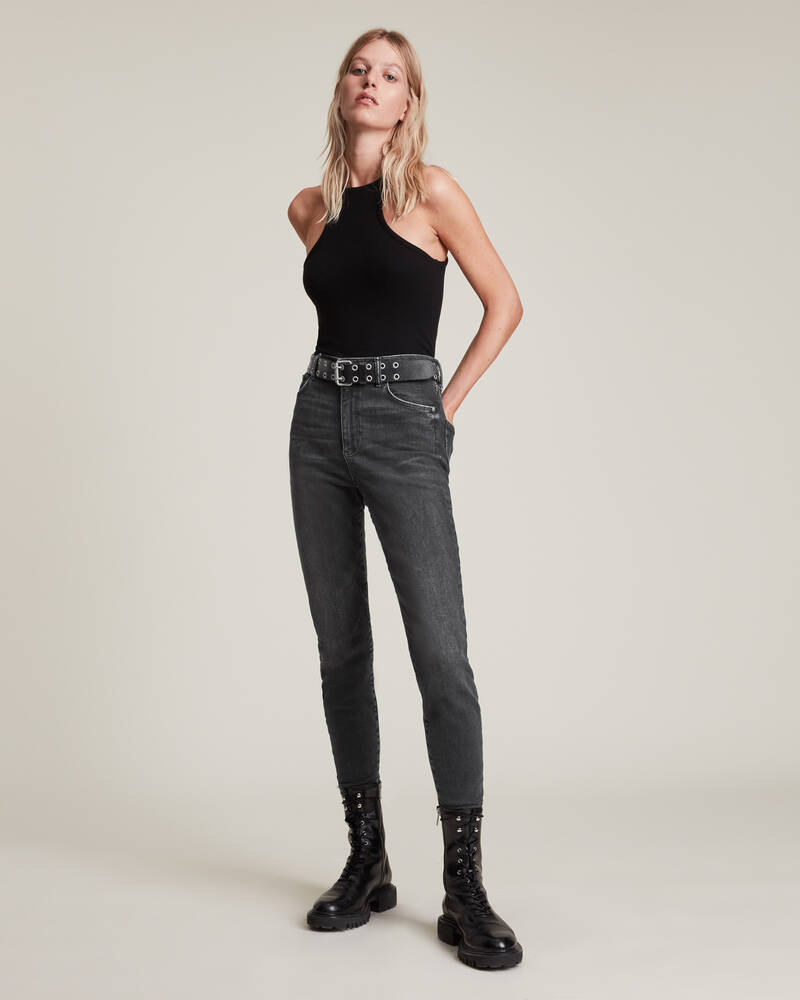 Washed Black Allsaints Phoenix Ultra High Rise Skinny Size Me Jeans | WE016V-162