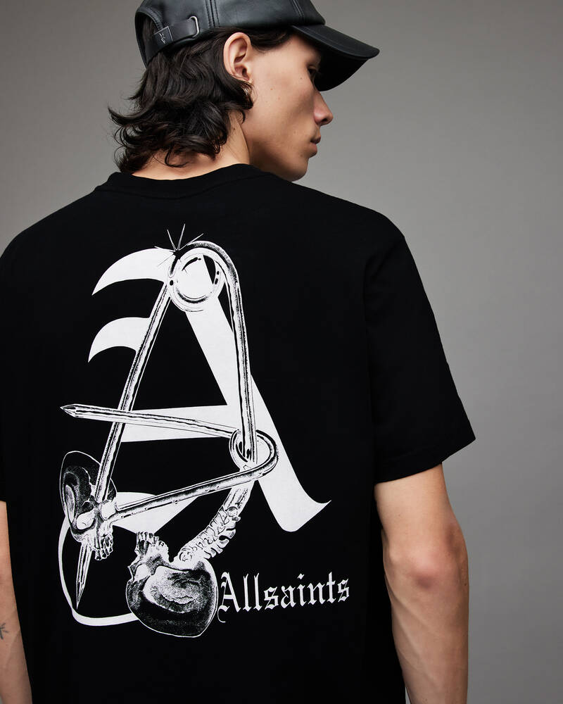 Washed Black Allsaints Pin Up Crew T Shirt | MG127X-162