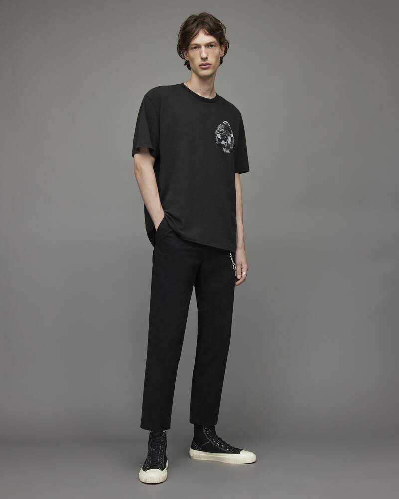 Washed Black Allsaints Quill Crew T Shirt | MG027X-162