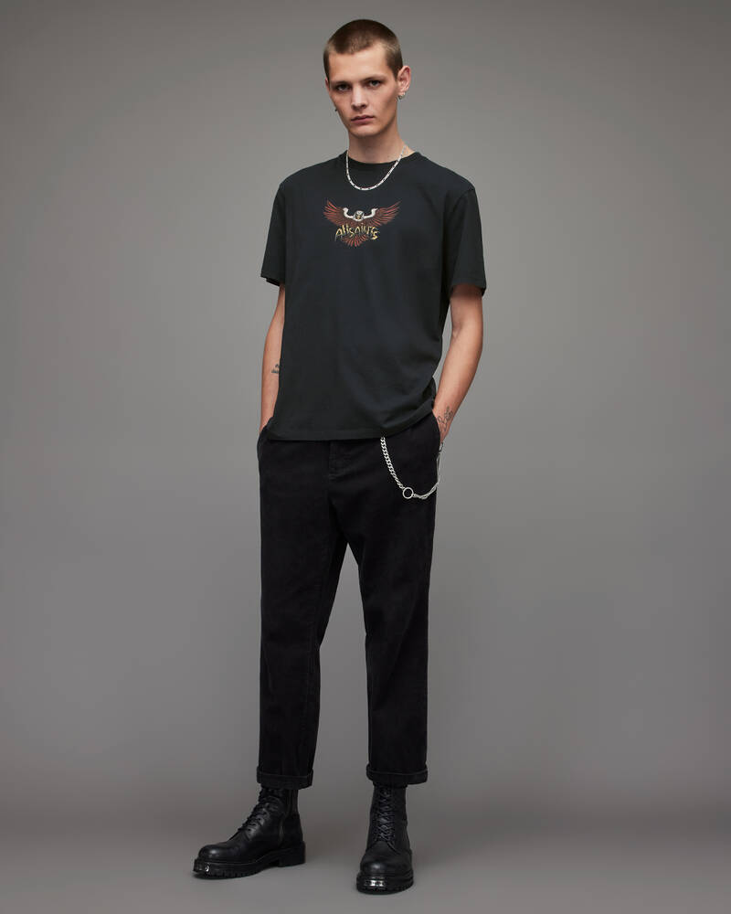 Washed Black Allsaints Swoopy Crew T Shirt | MG228X-162