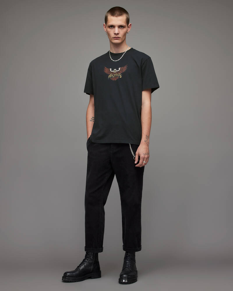 Washed Black Allsaints Swoopy Crew T Shirt | MG228X-162