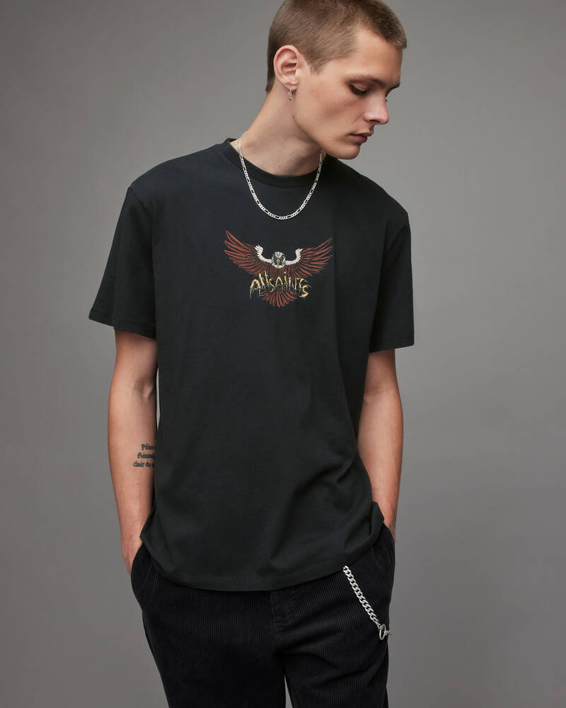 Washed Black Allsaints Swoopy Crew T Shirt | MG228X-162