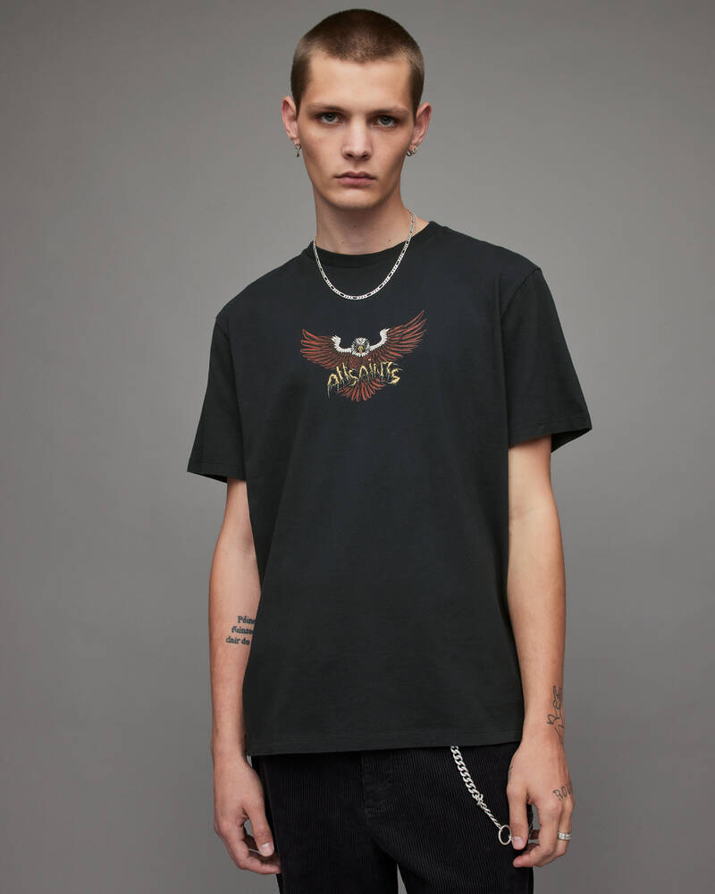 Washed Black Allsaints Swoopy Crew T Shirt | MG228X-162