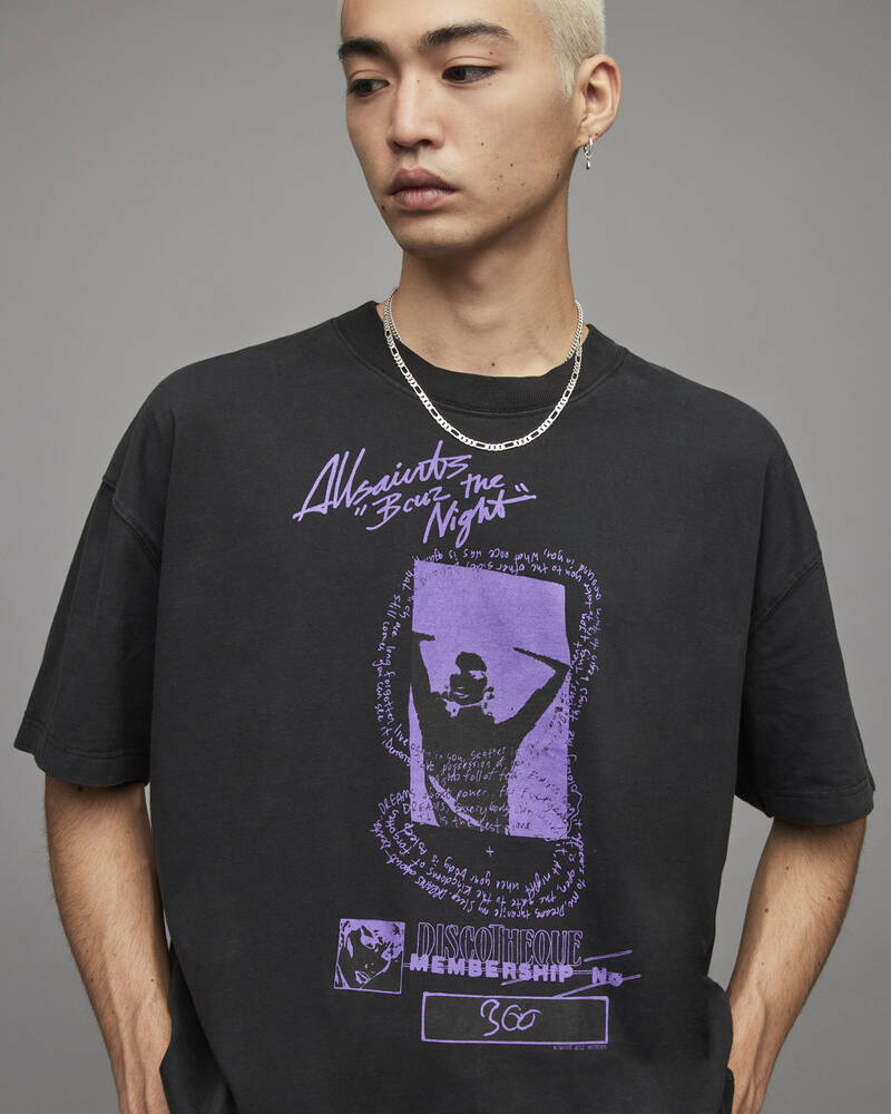 Washed Black Allsaints Theque Crew T Shirt | MG230X-162