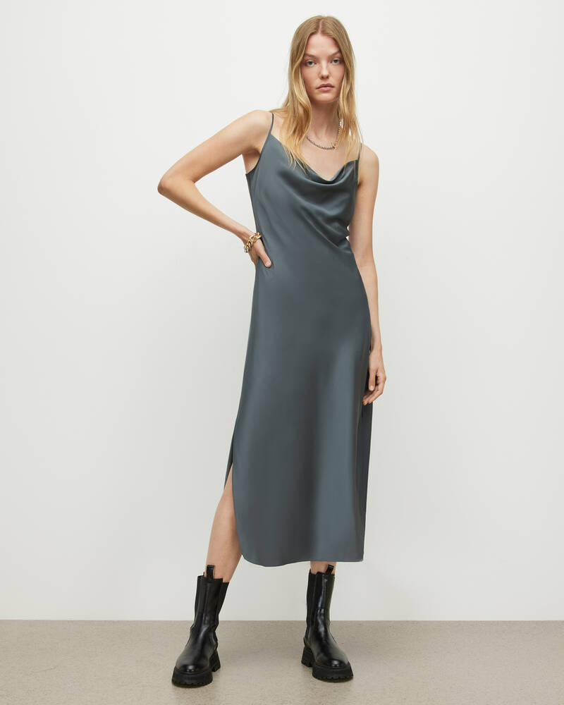 Washed Grey Allsaints Hadley Midi Dress | WD055V-755