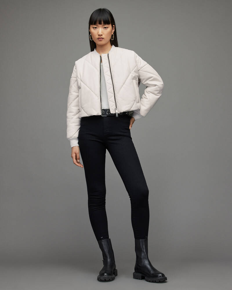 White Allsaints Bailey Leather Puffer Jacket | WL012X-10