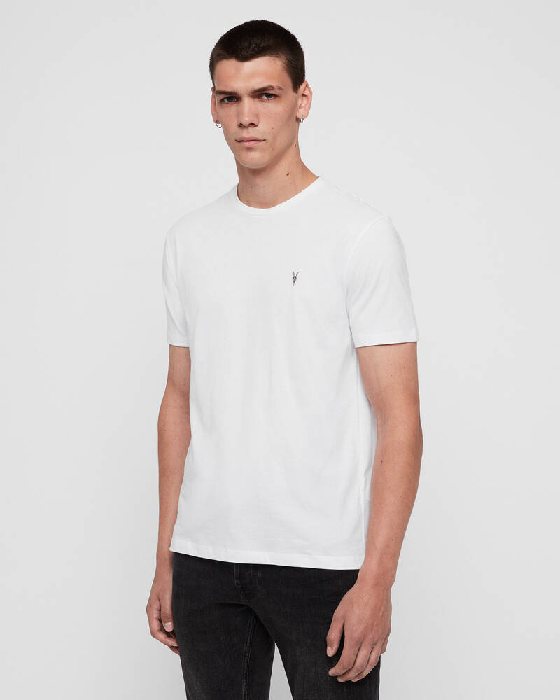 White Allsaints Brace Brushed Cotton 3 Pack T Shirts | MD130M-10