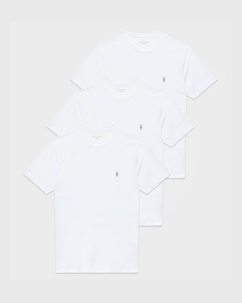 White Allsaints Brace Brushed Cotton 3 Pack T Shirts | MD130M-10