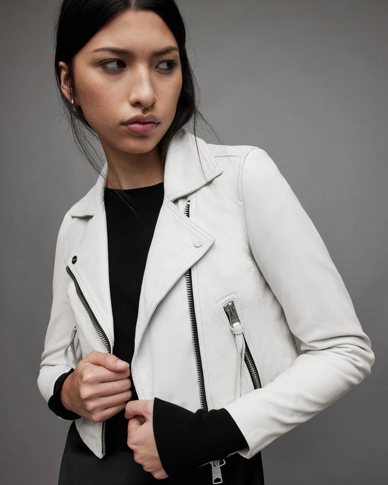 White Allsaints Elora Leather Biker Jacket | WL143S-10