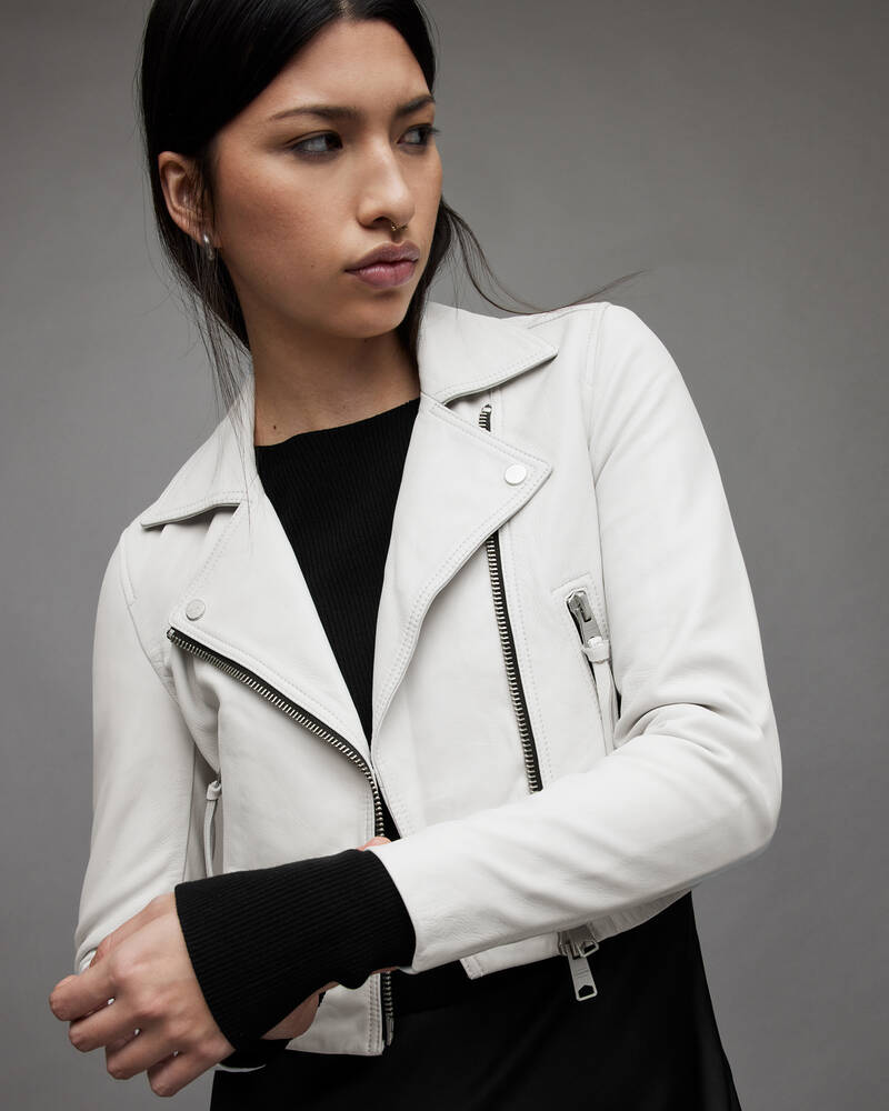 White Allsaints Elora Leather Biker Jacket | WL143S-10