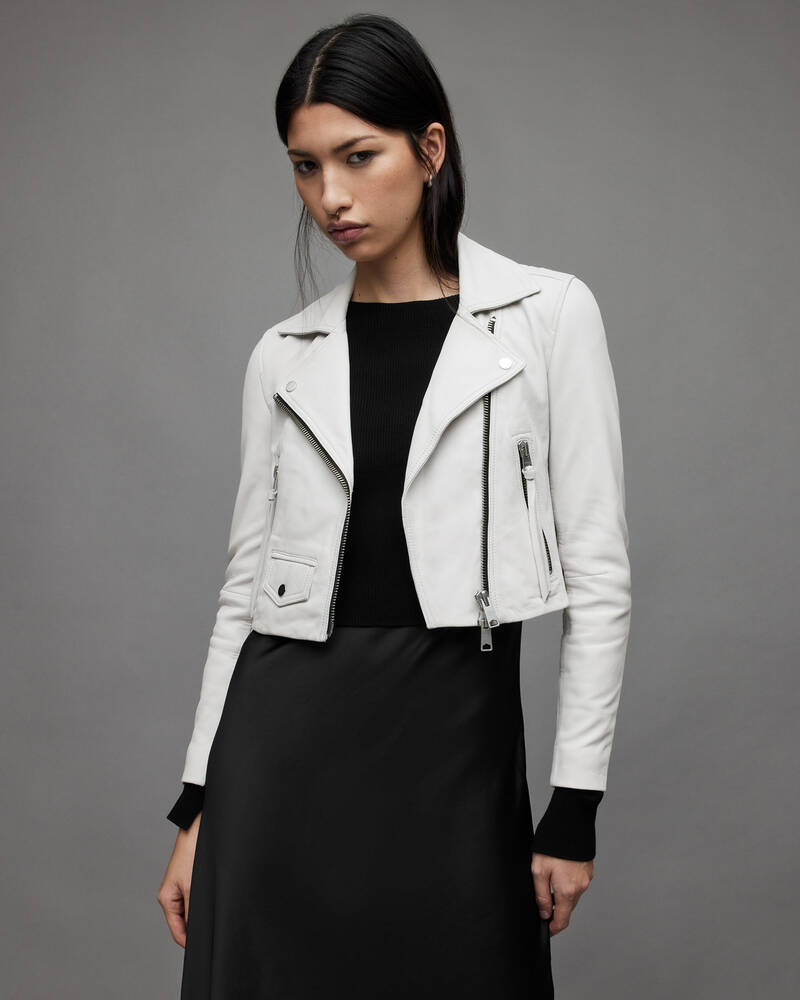 White Allsaints Elora Leather Biker Jacket | WL143S-10