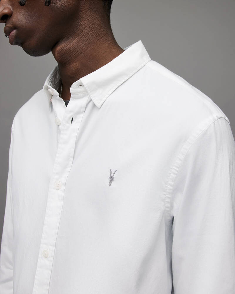 White Allsaints Hawthorne Ramskull Stretch Fit Shirt | MS257U-10