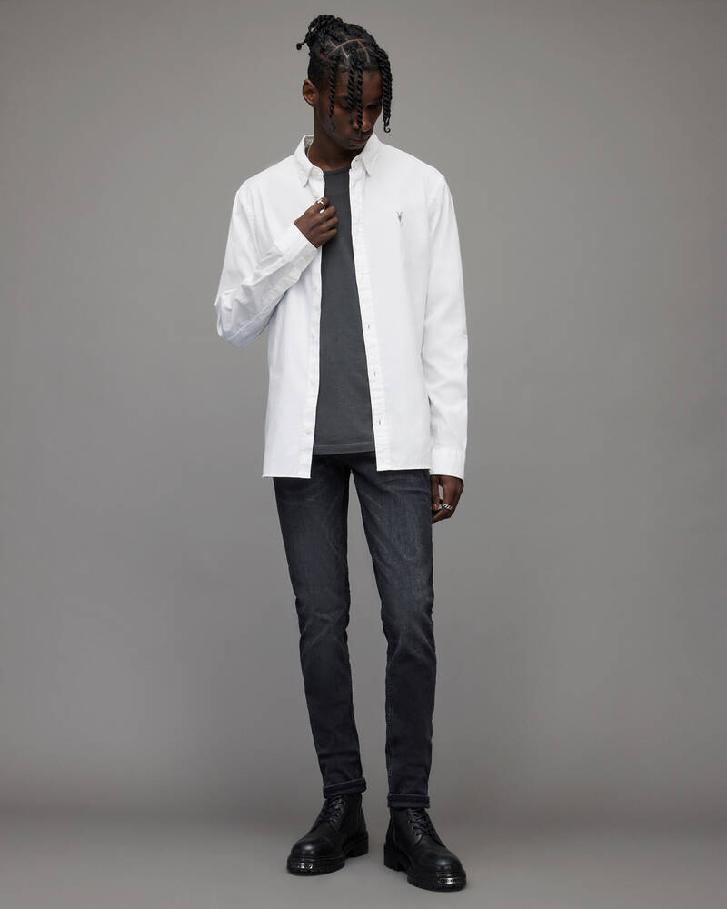 White Allsaints Hawthorne Ramskull Stretch Fit Shirt | MS257U-10