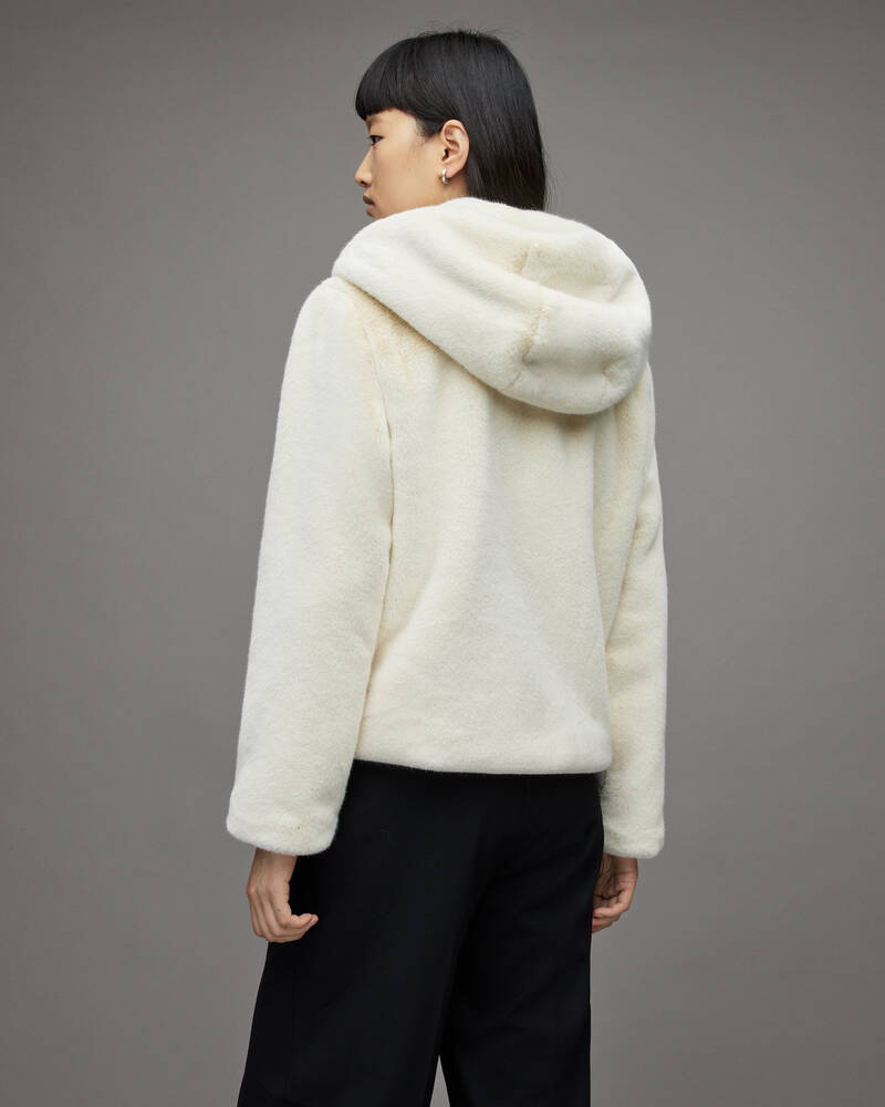 White Allsaints Tallullah Faux Fur Bomber Jacket | WO031Y-10