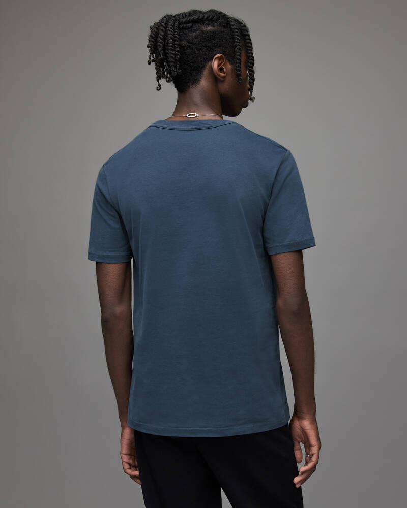 Windy Blue Allsaints Brace Crew Brushed Cotton T Shirt | MD048X-7845