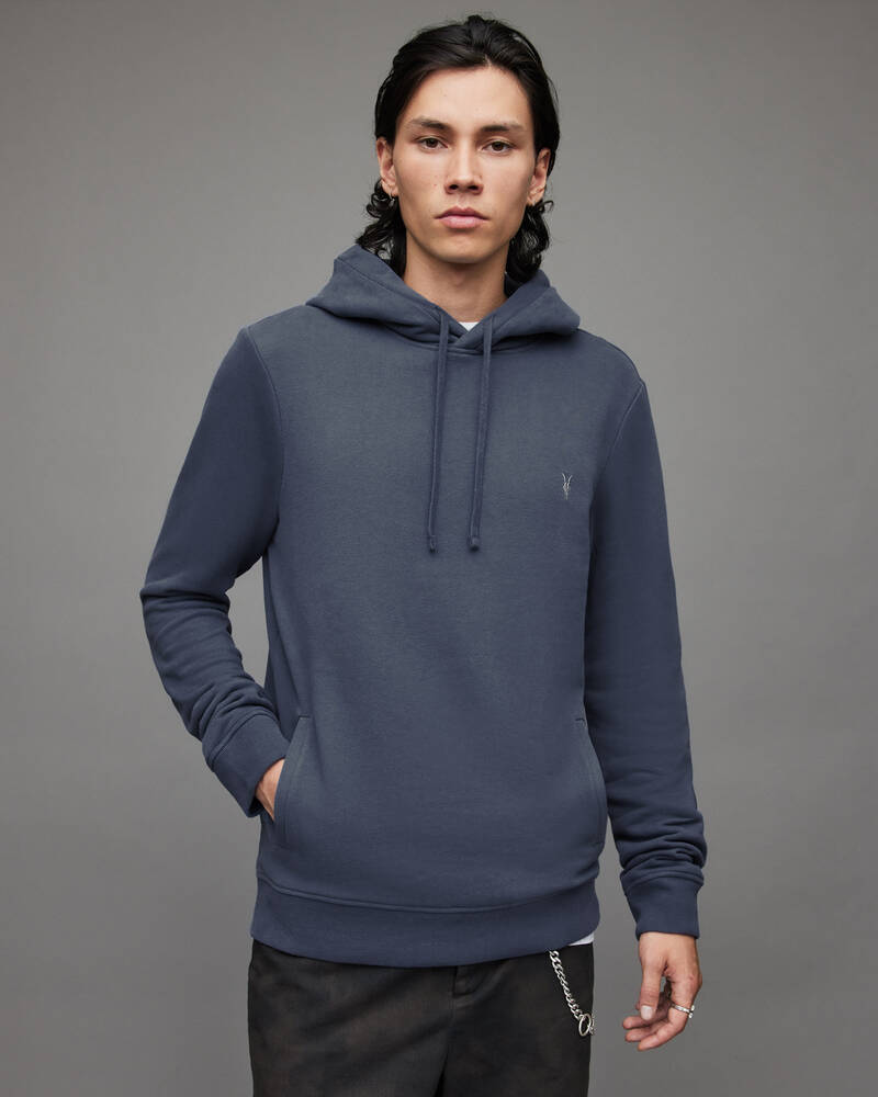 Windy Blue Allsaints Raven Pullover Hoodie | MF030X-7845