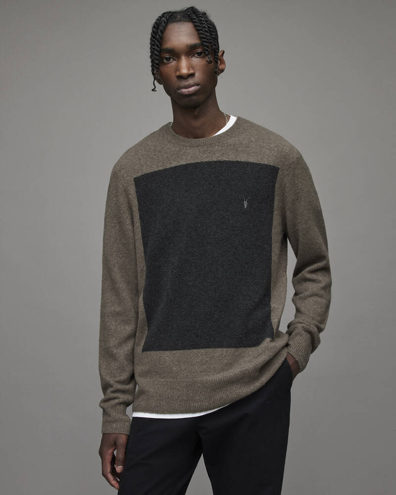 Wolf Grey Allsaints Lobke Knit Crew Jumper | MK187X-6694